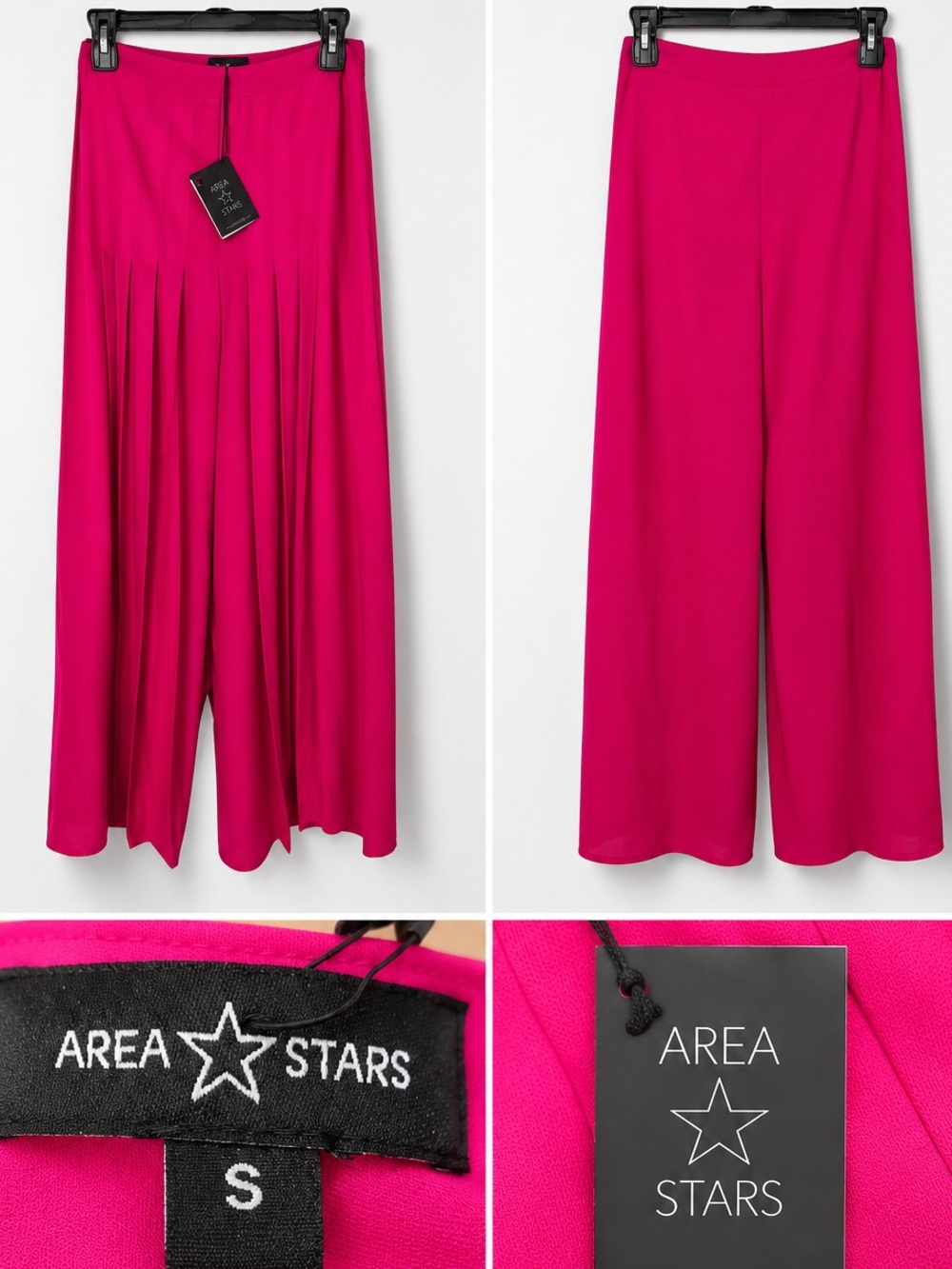 Area Star NWT Fuchsia Pleated Front Wide Leg Size Small